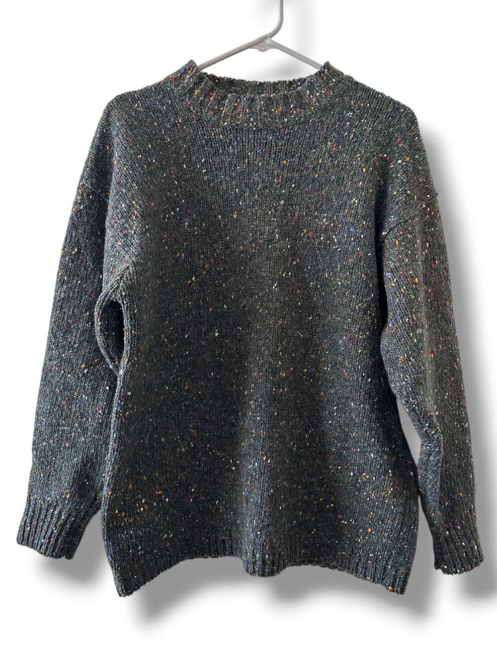 Vintage White Wheeler & Martha Green Speckled Knit Wool Sweater Womens Sz Medium